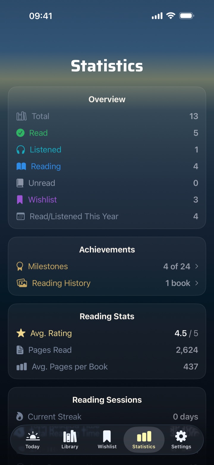 Reading statistics in BookSafe